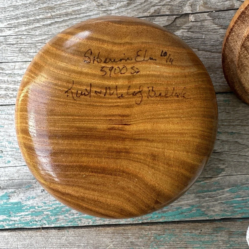 Vintage Trinket Box 5.1 Inch Hand Turned‎ Wood Jewelry Lid Buffalo Nickel Insert